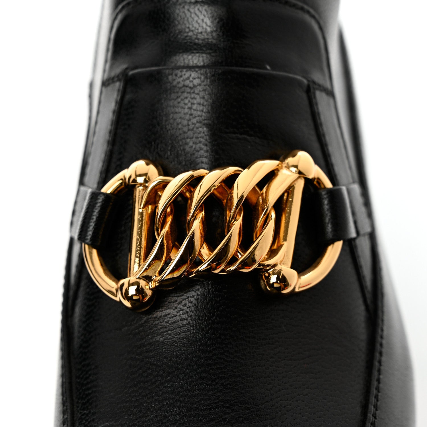 Gucci Goatskin Kitten Chain Horsebit Ankle Boots 37 Black 10 of 15