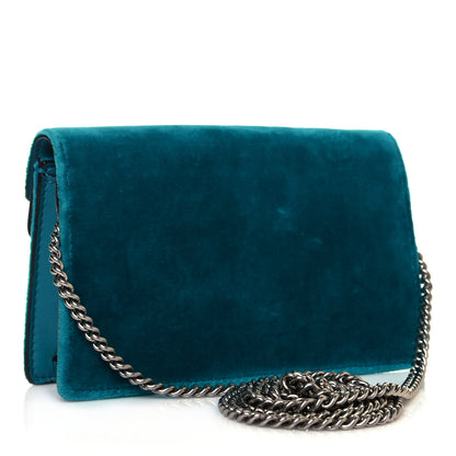 Gucci Velvet Super Mini Dionysus Shoulder Bag Pavone Cyan 3 of 11