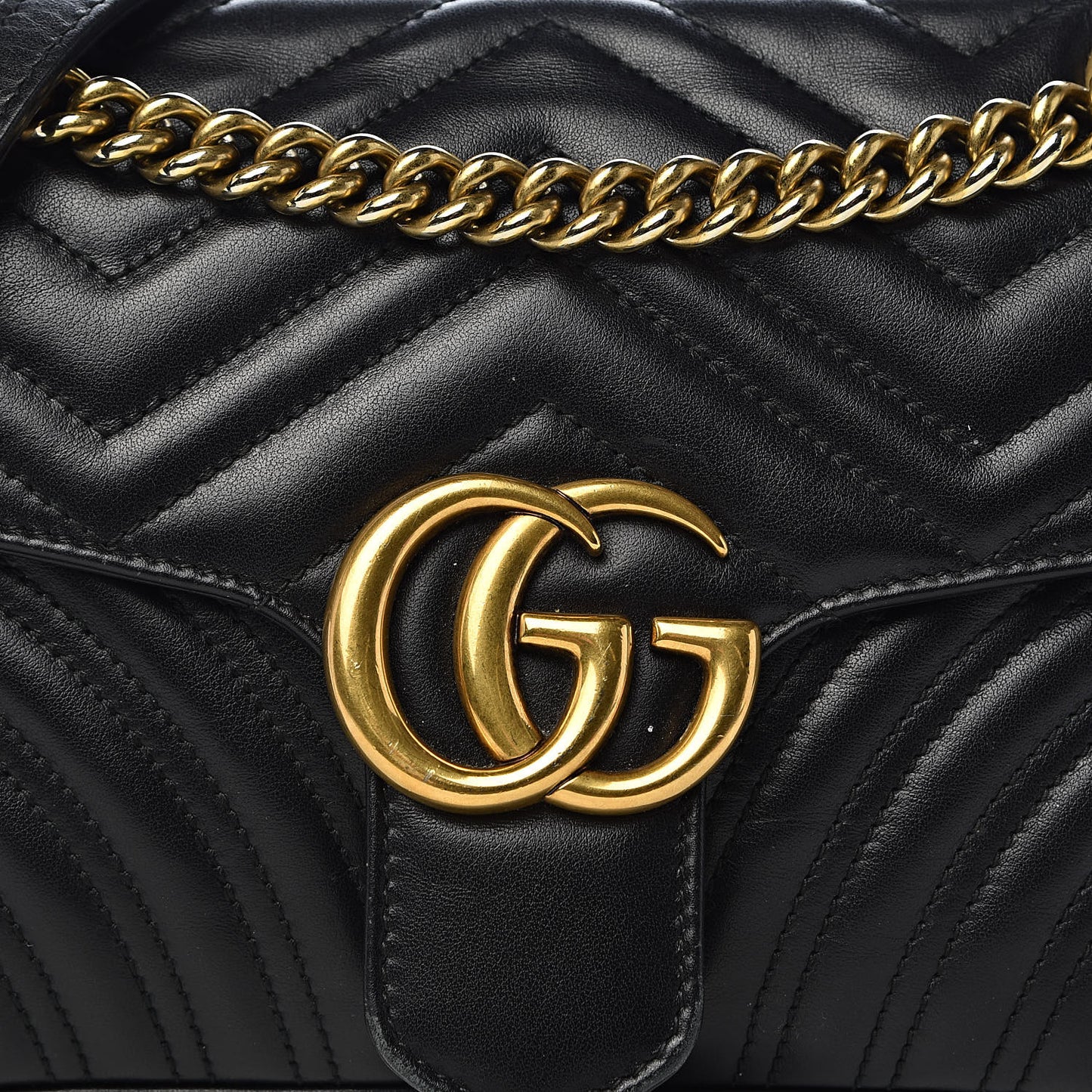 Calfskin Matelasse Small GG Marmont Shoulder Bag Black