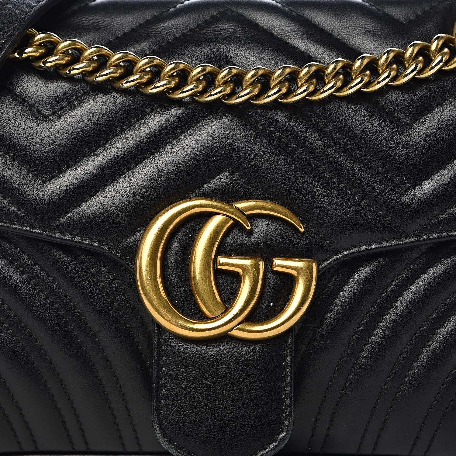 Gucci Calfskin Matelasse Small GG Marmont Shoulder Bag Black 12 of 12