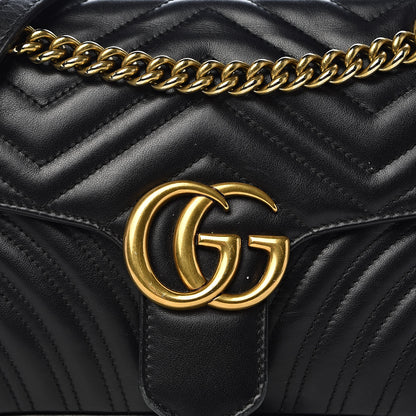 Gucci Calfskin Matelasse Small GG Marmont Shoulder Bag Black 12 of 12