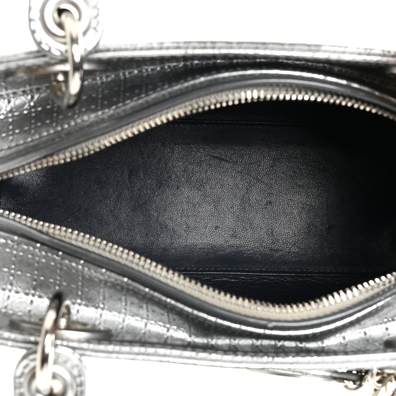 Christian Dior Metallic Patent Micro-Cannage Medium Lady Dior Silver 5 of 20