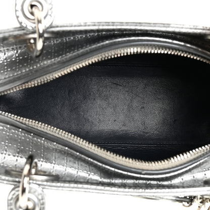 Christian Dior Metallic Patent Micro-Cannage Medium Lady Dior Silver 5 of 20