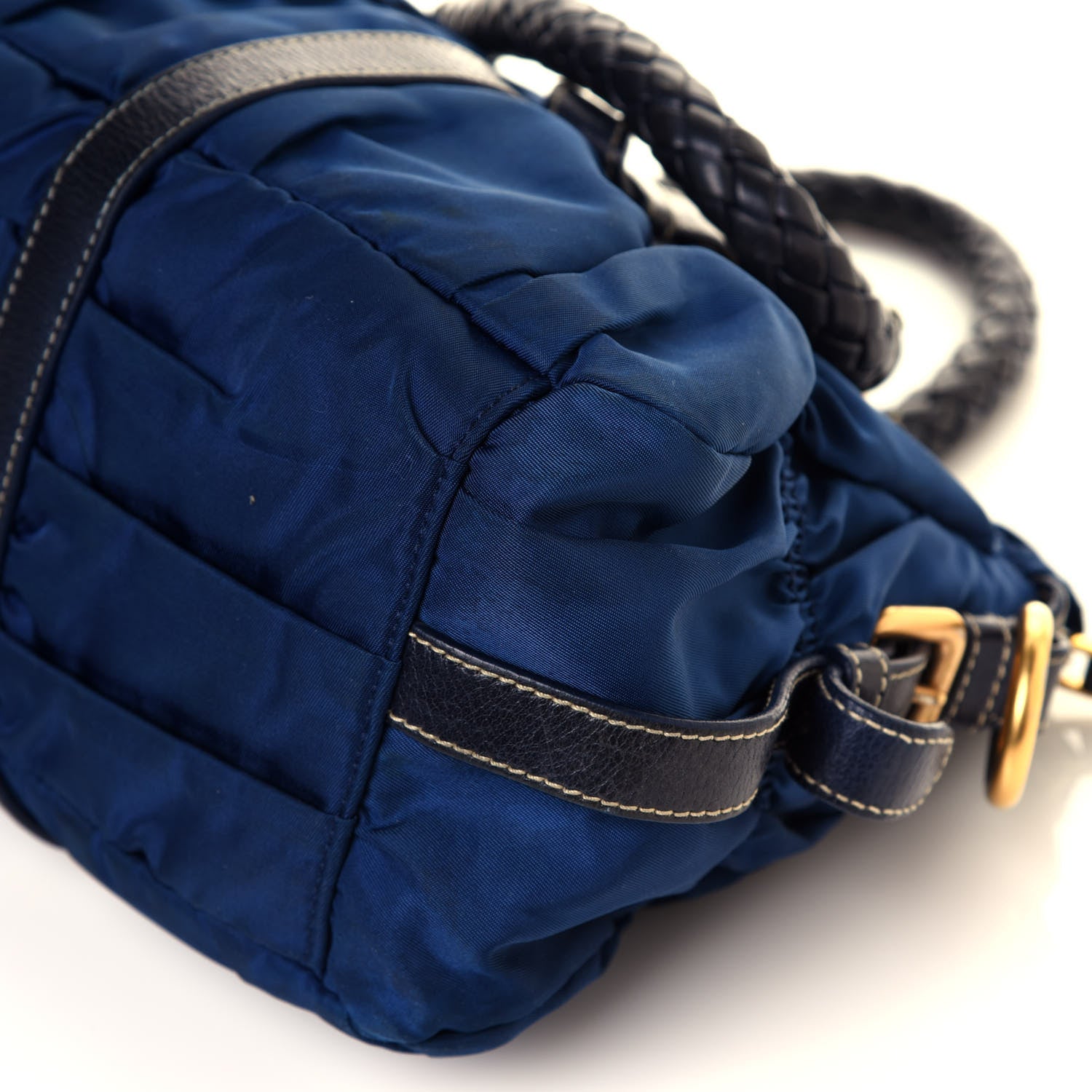 Prada Tessuto Nylon Nappa Braided Gaufre Shoulder Bag Bleuette 11 of 12