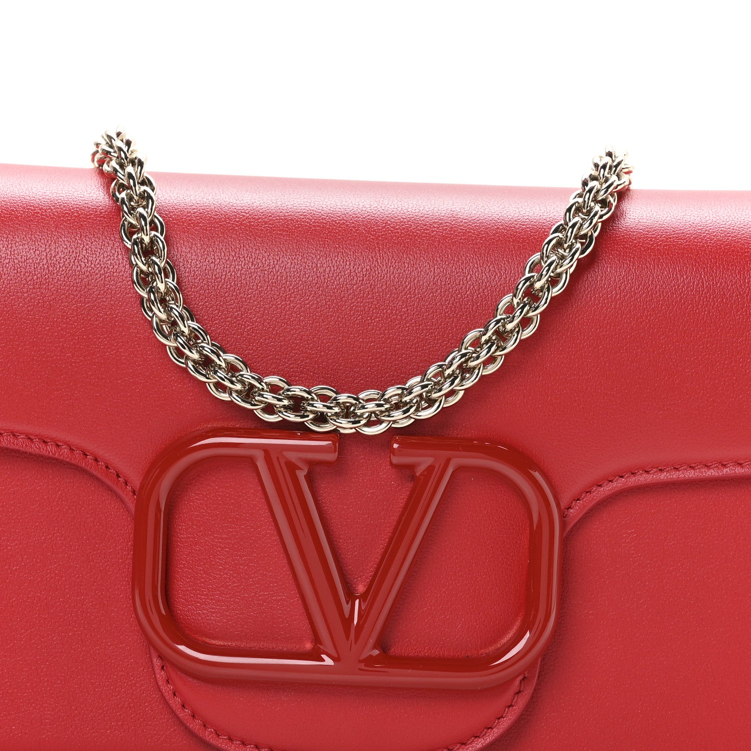 Valentino Garavani Calfskin Enamel Vlogo Loco Shoulder Bag Rouge Pur 8 of 12