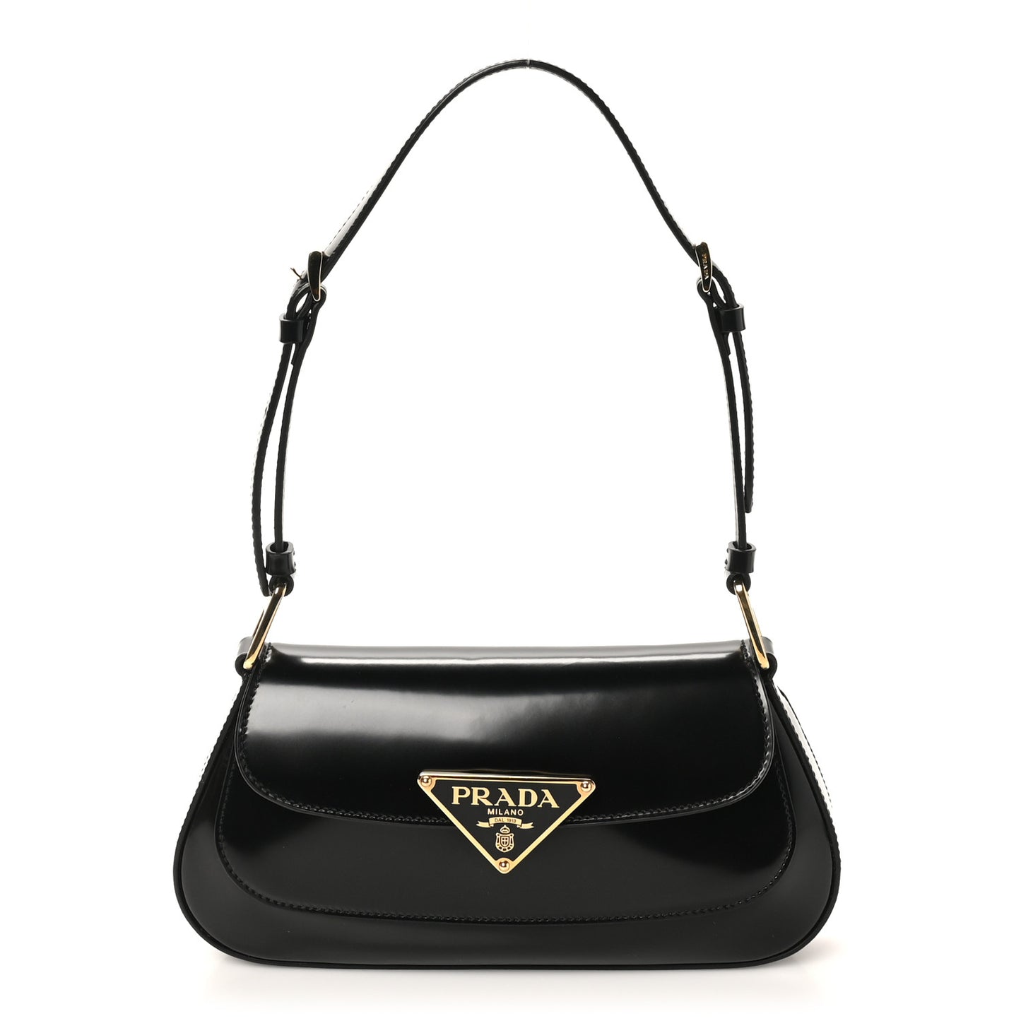 Spazzolato Triangle Flap Shoulder Bag Black