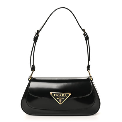 Prada Spazzolato Triangle Flap Shoulder Bag Black 1 of 9