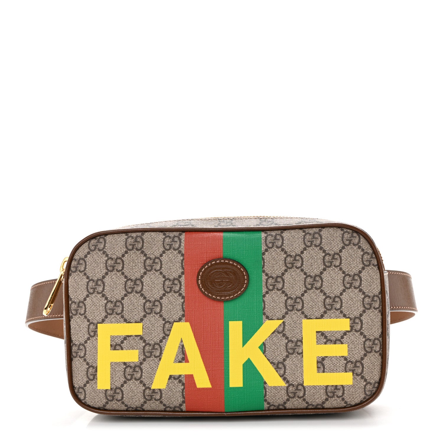 Gucci GG Supreme Monogram Azalea Calfskin Fake/Not Small Retro Interlocking G Belt Bag 90 36 Beige Ebony Brown Sugar 1 of 11