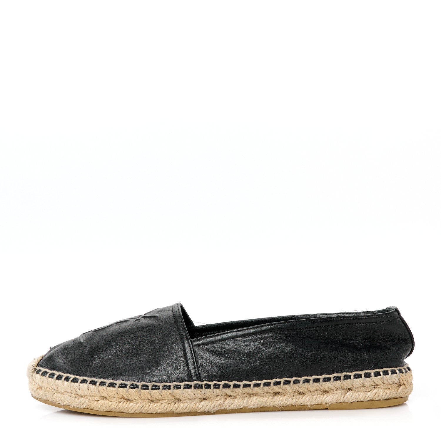 Saint Laurent Lambskin Monogram Espadrilles 38 Black 1 of 9
