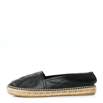 Saint Laurent Lambskin Monogram Espadrilles 38 Black 1 of 9