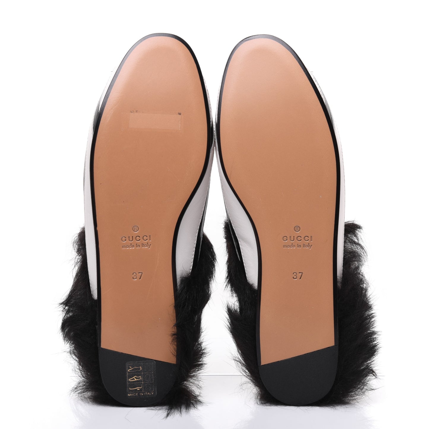 Malaga Kid Fur Zebra Inlay Womens Princetown Slippers 37 Mystic White Black