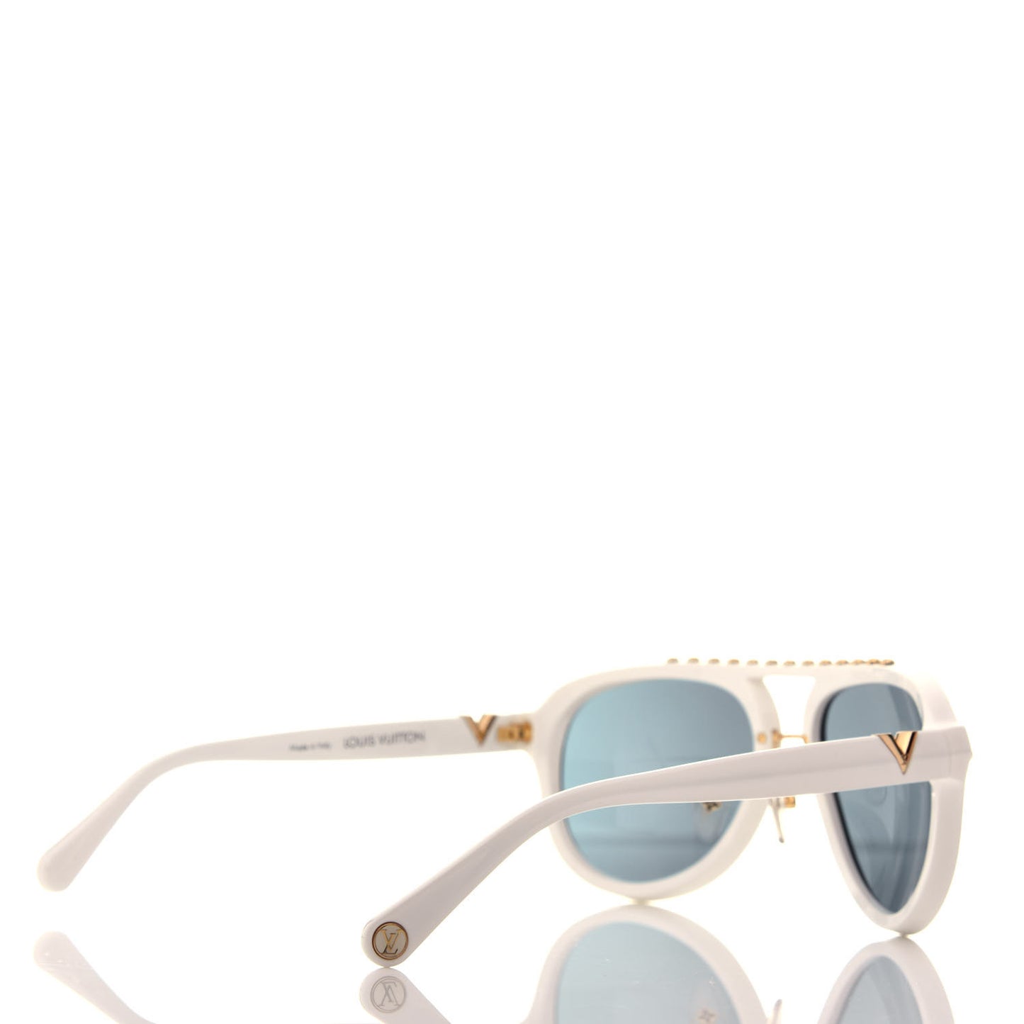 Acetate Aviator Serpico Studded Sunglasses Z2357W White