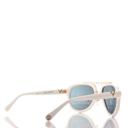 Louis Vuitton Acetate Aviator Serpico Studded Sunglasses Z2357W White 4 of 9