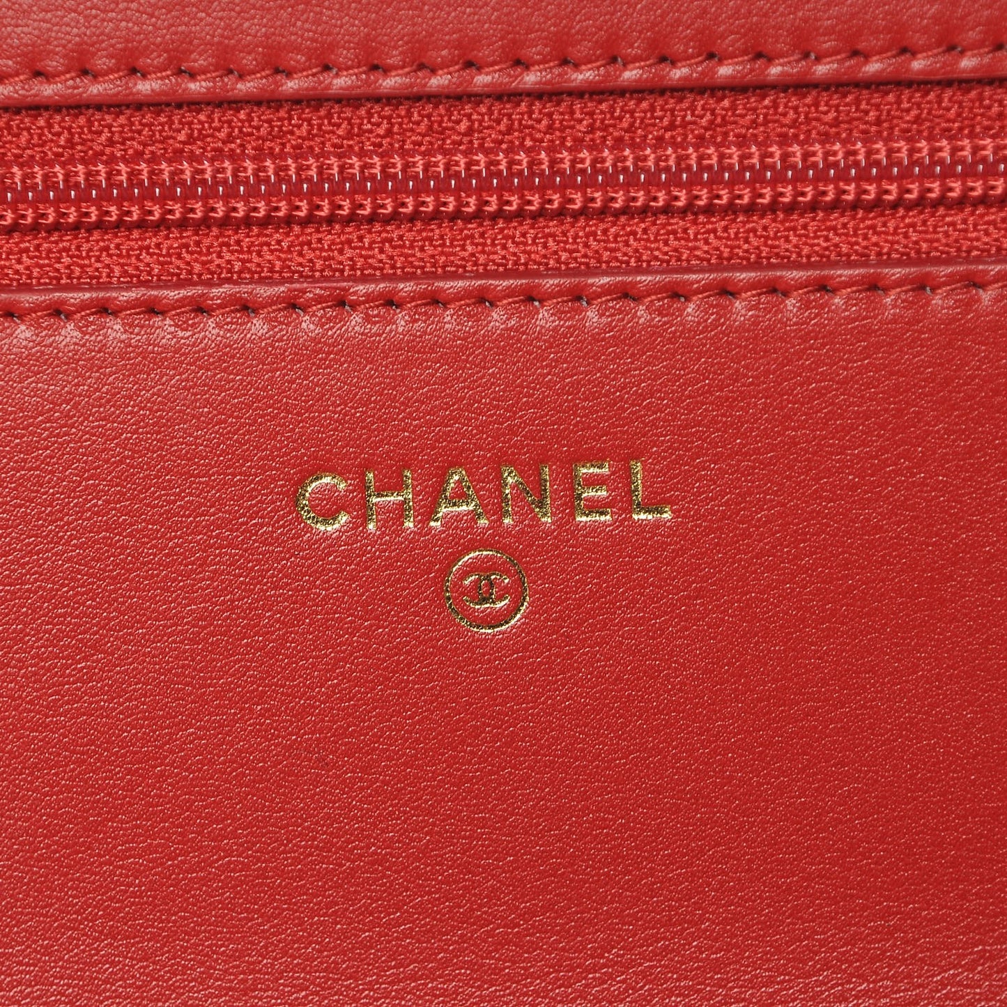 Calfskin Chevron Quilted Boy Wallet On Chain WOC Red