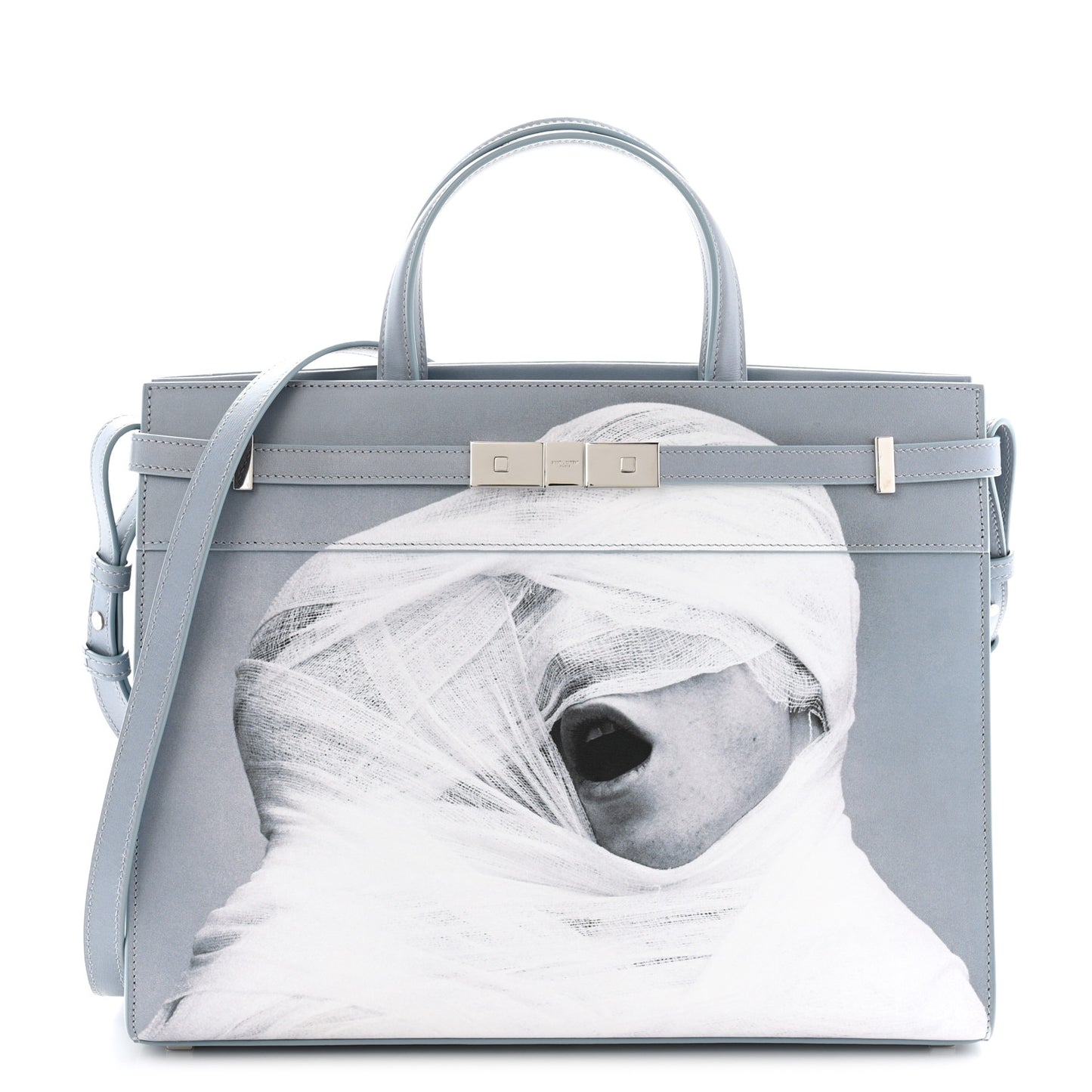 Calfskin Mapplethorpe Small Manhattan Shopper Tote Grey White Black