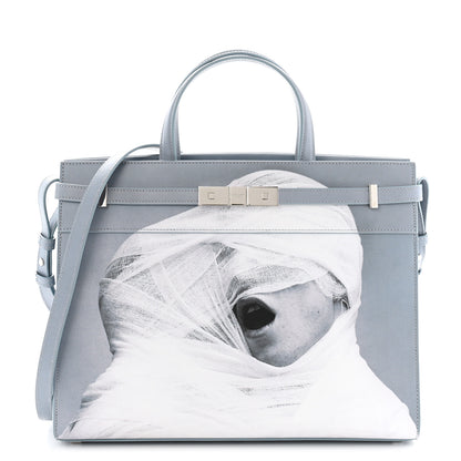 Saint Laurent Calfskin Mapplethorpe Small Manhattan Shopper Tote Grey White Black 1 of 12