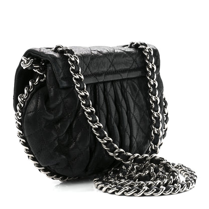 Chanel Metallic Washed Lambskin Quilted Mini Chain Around Flap Black 2 of 11