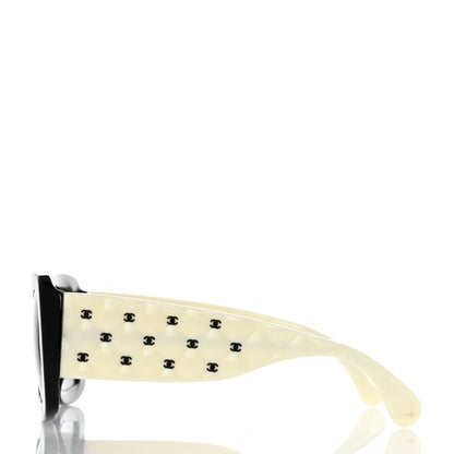 Chanel Acetate Quilted CC Rectangle Sunglasses 5483-A White Black 3 of 8