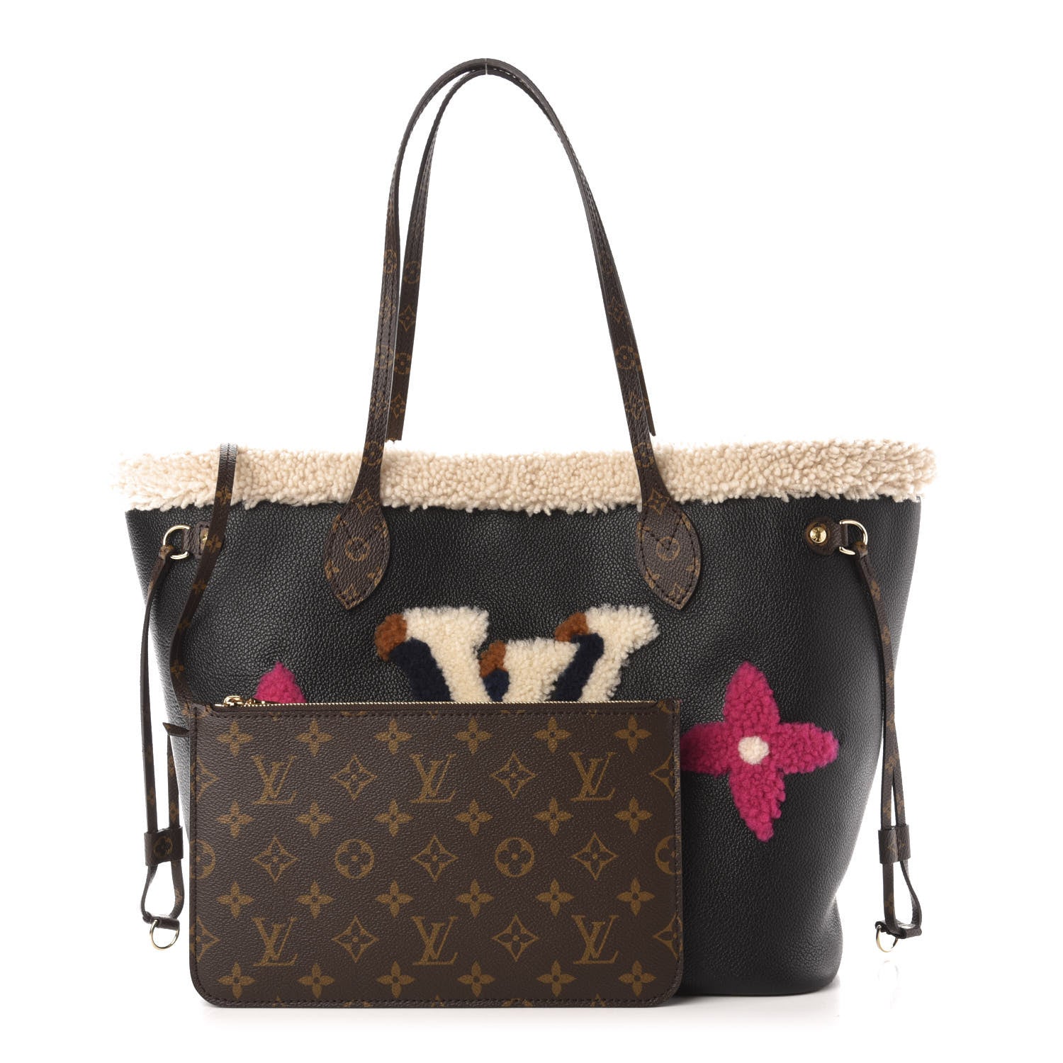 Louis Vuitton Calfskin Monogram Teddy Neverfull MM Black 1 of 13