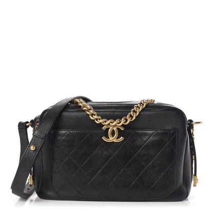 Chanel Grained Calfskin Quilted Flat Camera Case Black 1 of 12