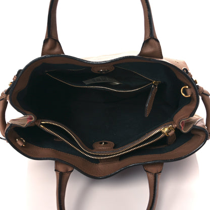 Burberry Grainy Calfskin House Check Medium Banner Tote Dark Sand 4 of 9
