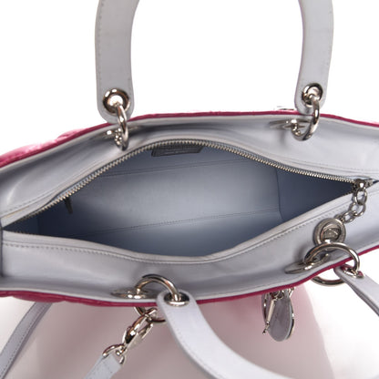 Christian Dior Lambskin Cannage Large Tri-Color Lady Dior Toxic Purple Grey Light Blue 6 of 8