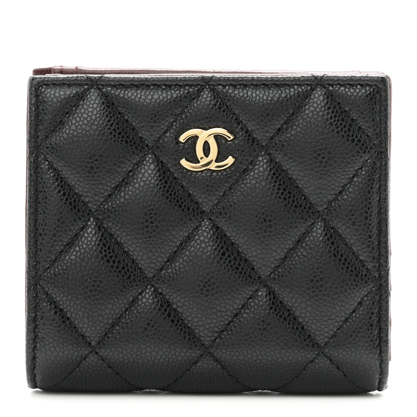 Caviar Quilted Compact Bifold Wallet Black