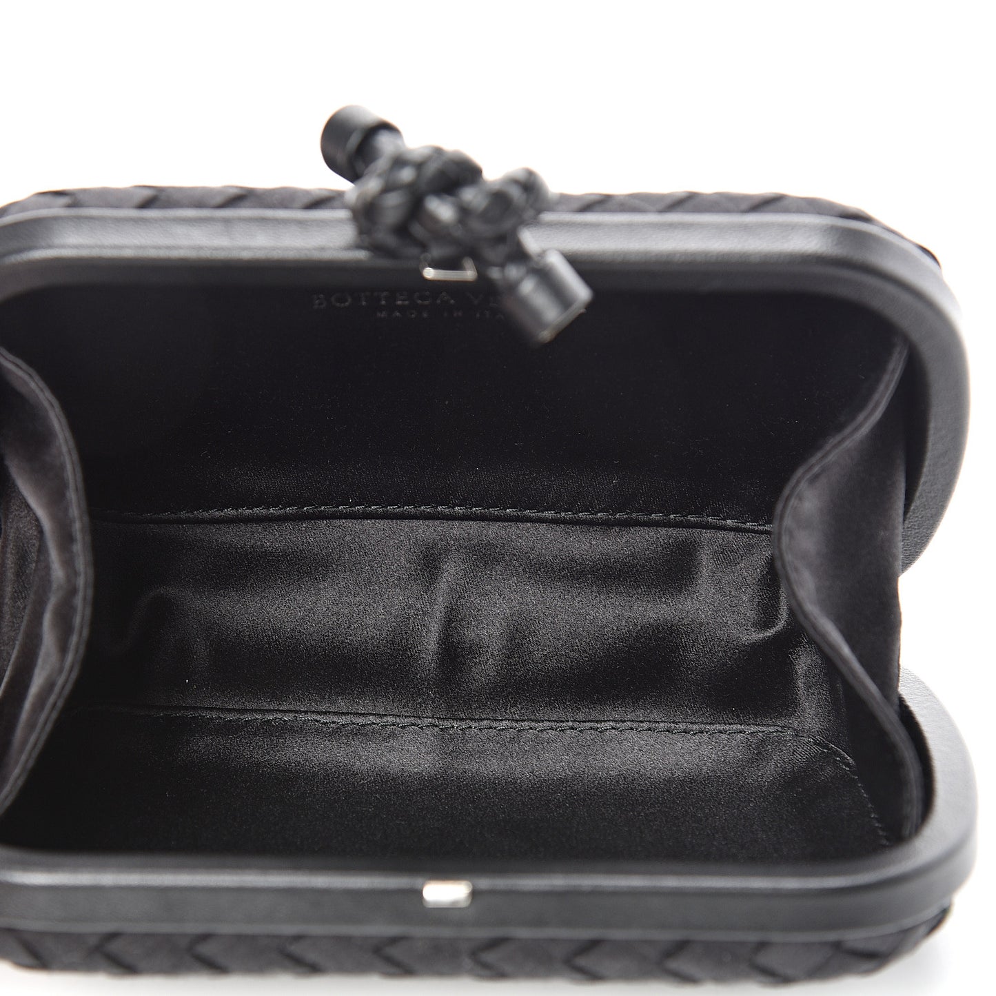 Satin Intreccio Impero Knot Clutch Black