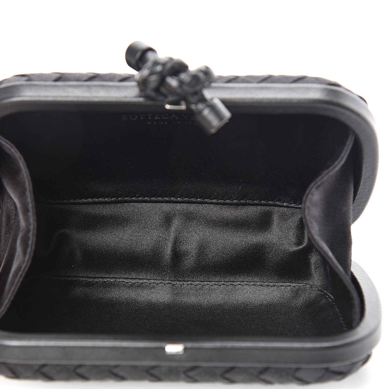 Bottega Veneta Satin Intreccio Impero Knot Clutch Black 4 of 5
