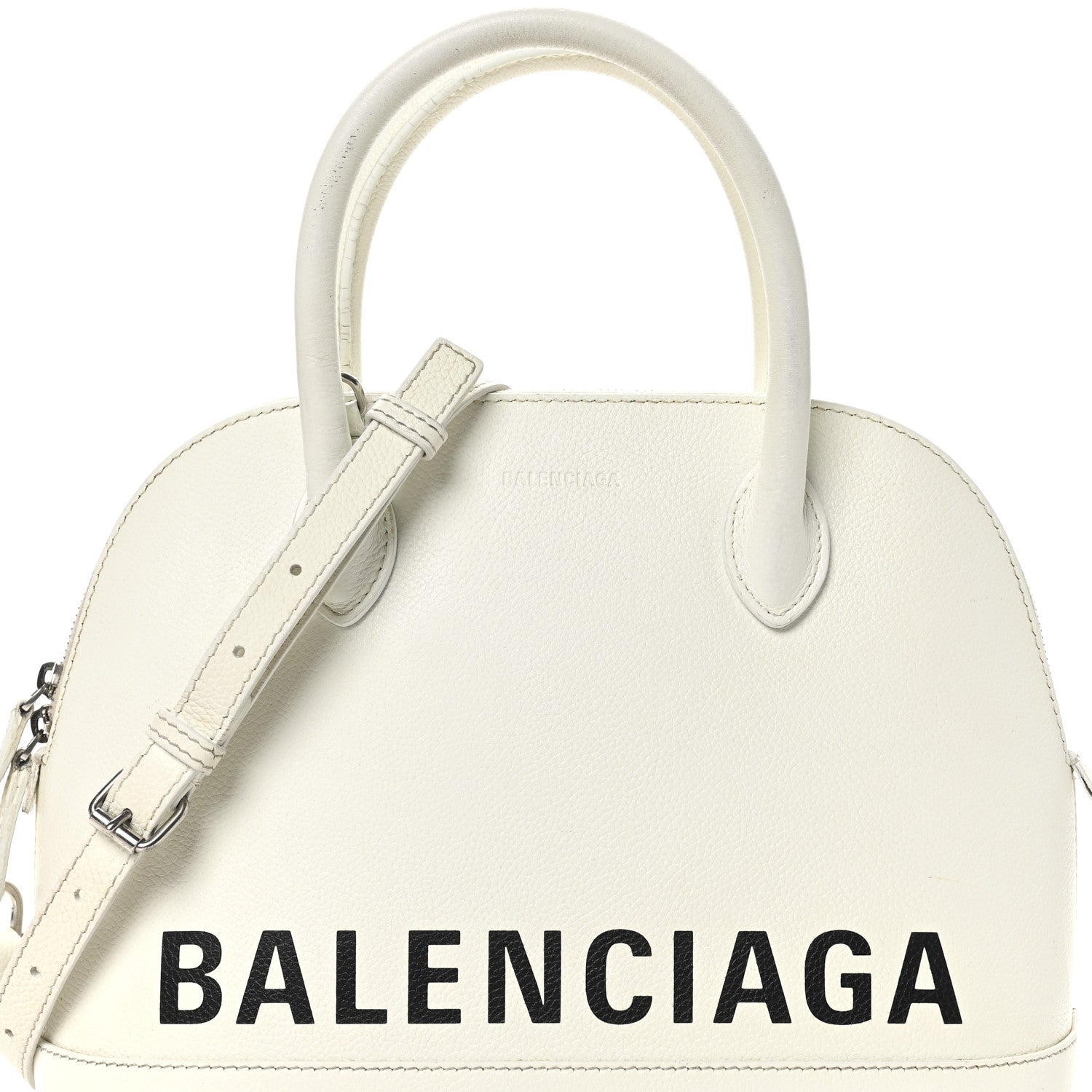 Balenciaga Signature Grained Calfskin Logo S Ville Top Handle Bag White Black 8 of 12