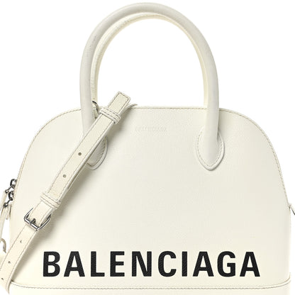 Balenciaga Signature Grained Calfskin Logo S Ville Top Handle Bag White Black 8 of 12