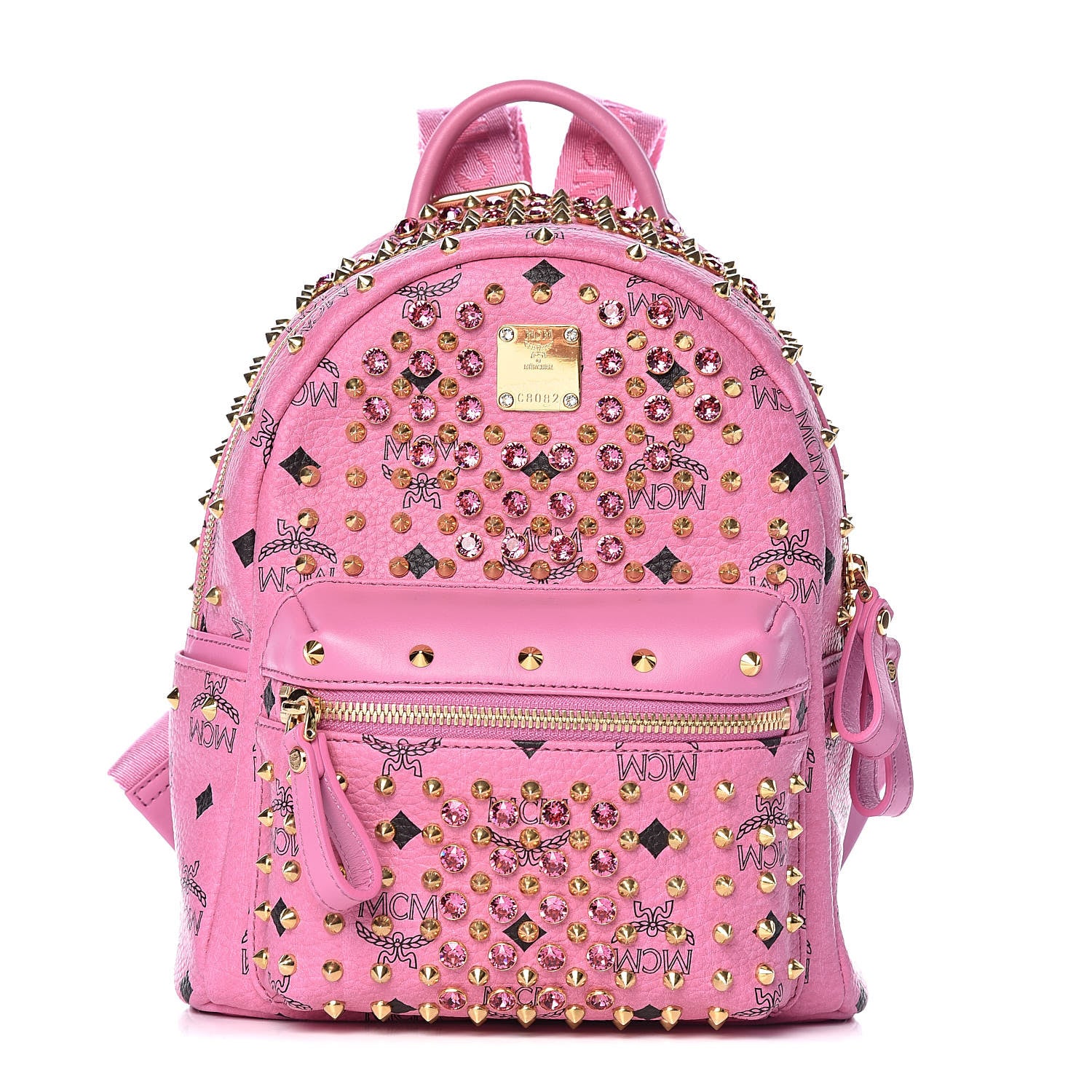 MCM Visetos Swarovski Mini Stark Diamond Backpack Pink 1 of 9
