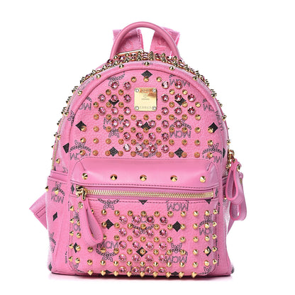 MCM Visetos Swarovski Mini Stark Diamond Backpack Pink 1 of 9