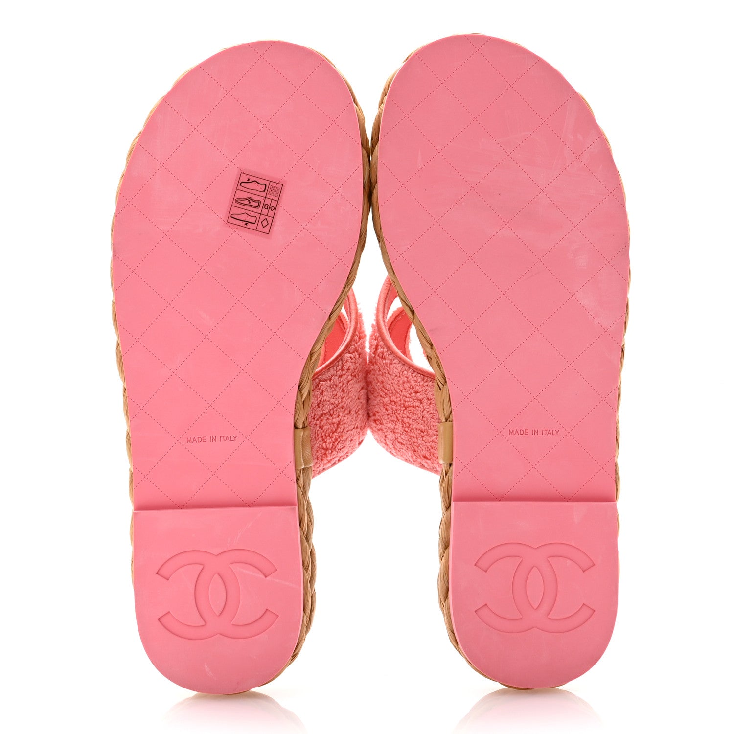 Chanel Terry Cloth Raffia CC Logo Thong Sandals 38 Pink 5 of 10