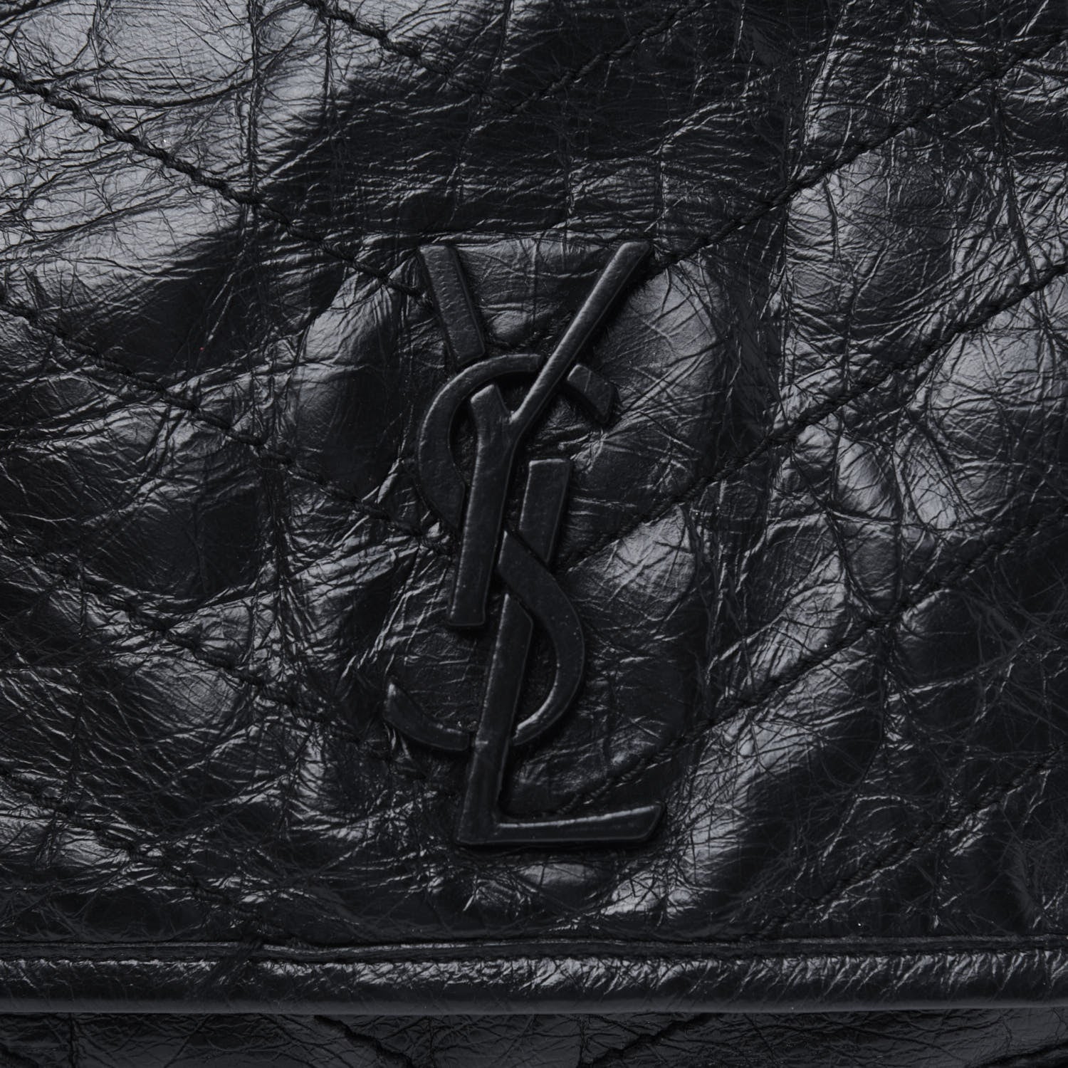 Saint Laurent Crinkled Calfskin Matelasse Monogram Medium Niki Chain Satchel Black 15 of 17