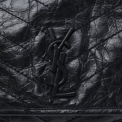 Saint Laurent Crinkled Calfskin Matelasse Monogram Medium Niki Chain Satchel Black 15 of 17