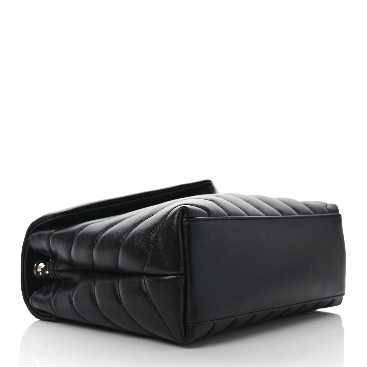 Calfskin Y Quilted Monogram Small Loulou Chain Satchel Black