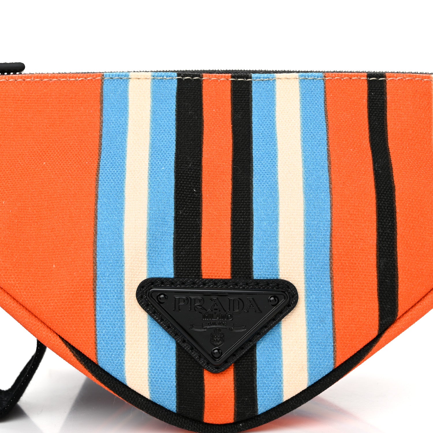 Prada Canvas Baiadera Stripe Wristlet Pouch Arancio 9 of 11