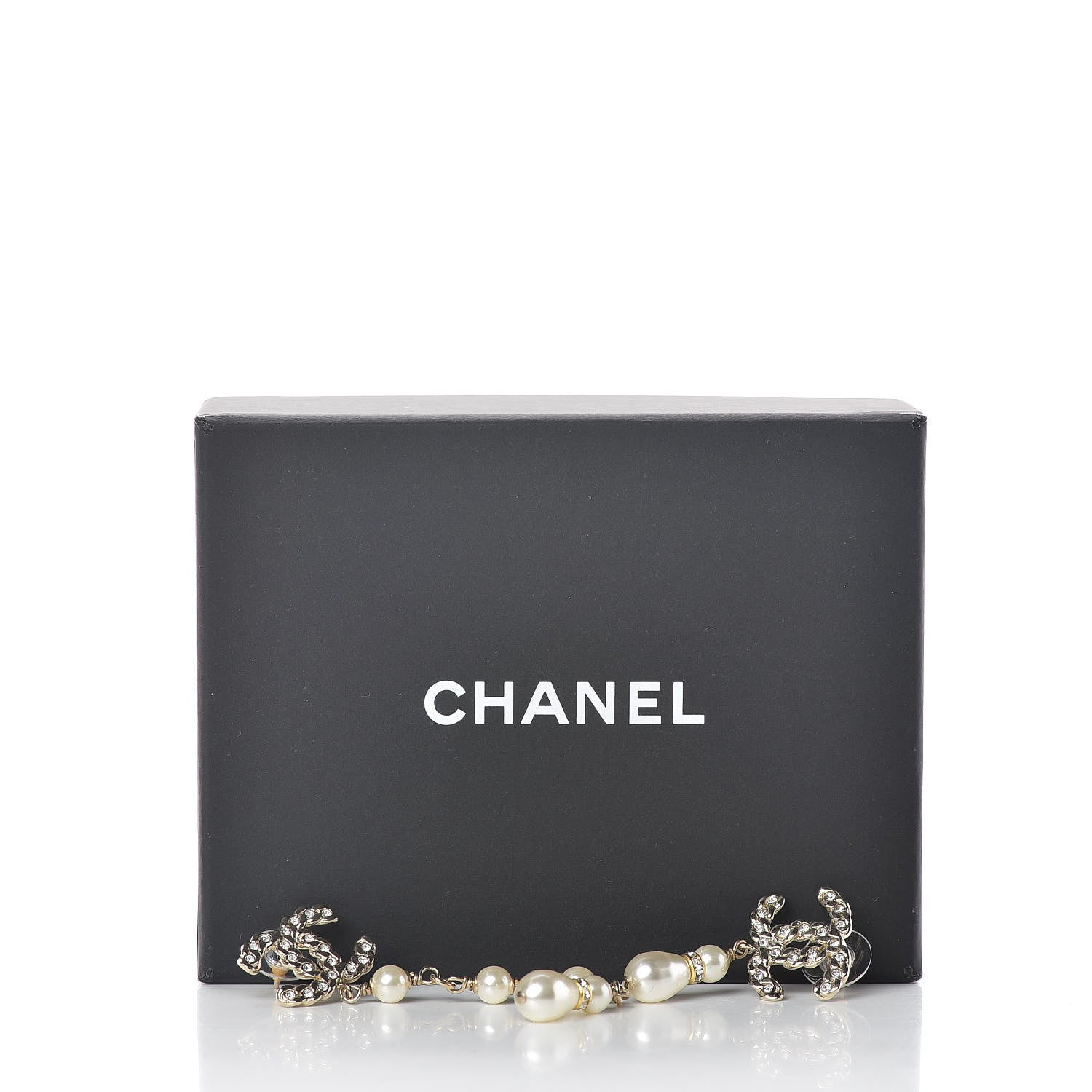 Chanel Crystal Pearl Pearls Coronation Uneven Earrings Gold 5 of 5