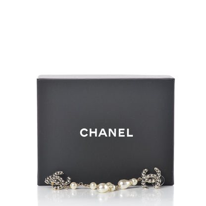 Chanel Crystal Pearl Pearls Coronation Uneven Earrings Gold 5 of 5