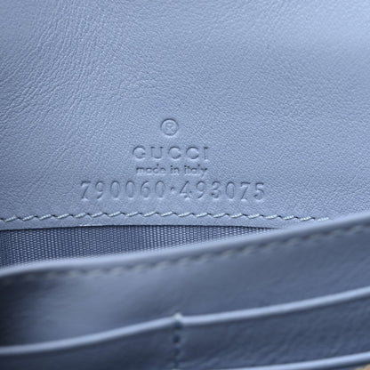 Gucci GG Supreme Monogram Textured Dollar Calfskin Mini GG Marmont Chain Wallet Light Pink Blue Beige 6 of 10
