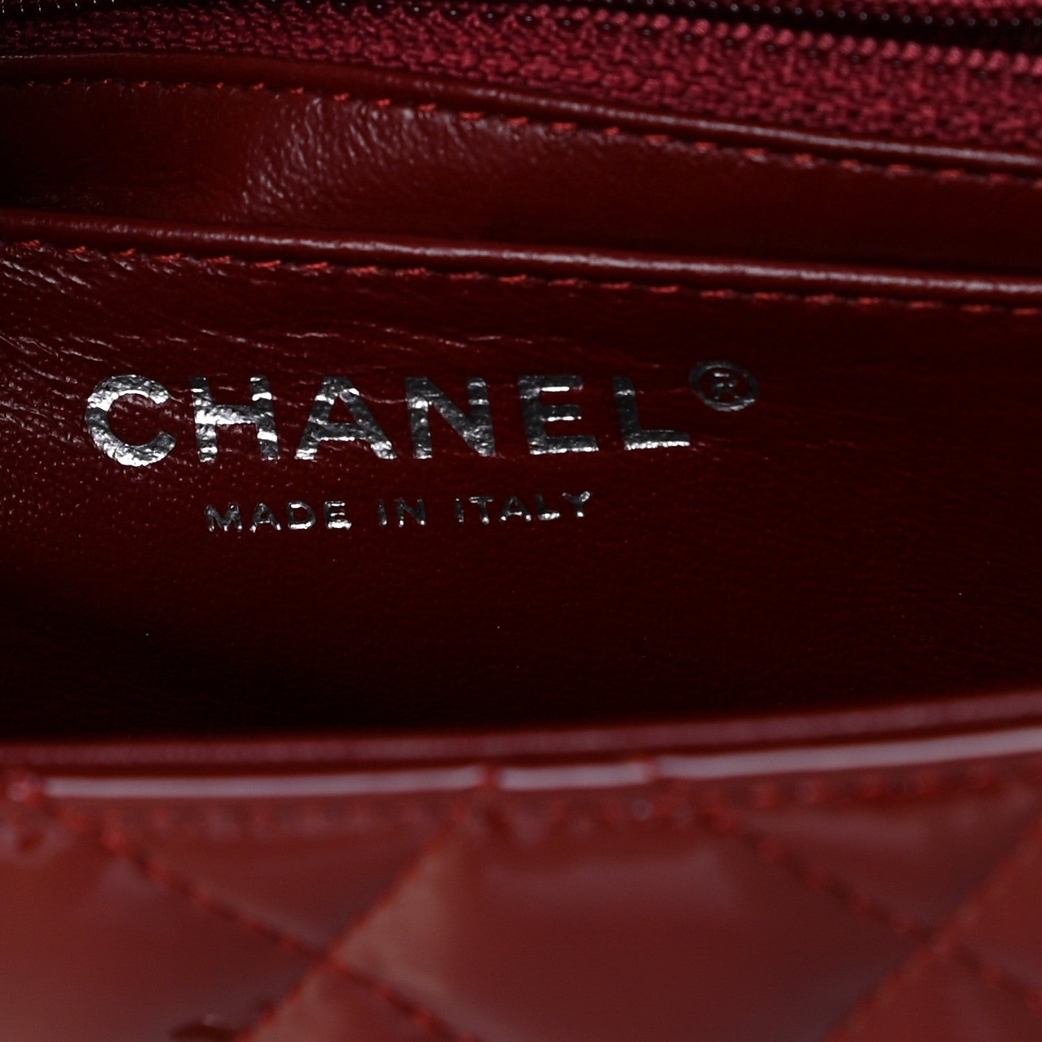 Chanel Patent Quilted Mini Square Flap Dark Red 8 of 11