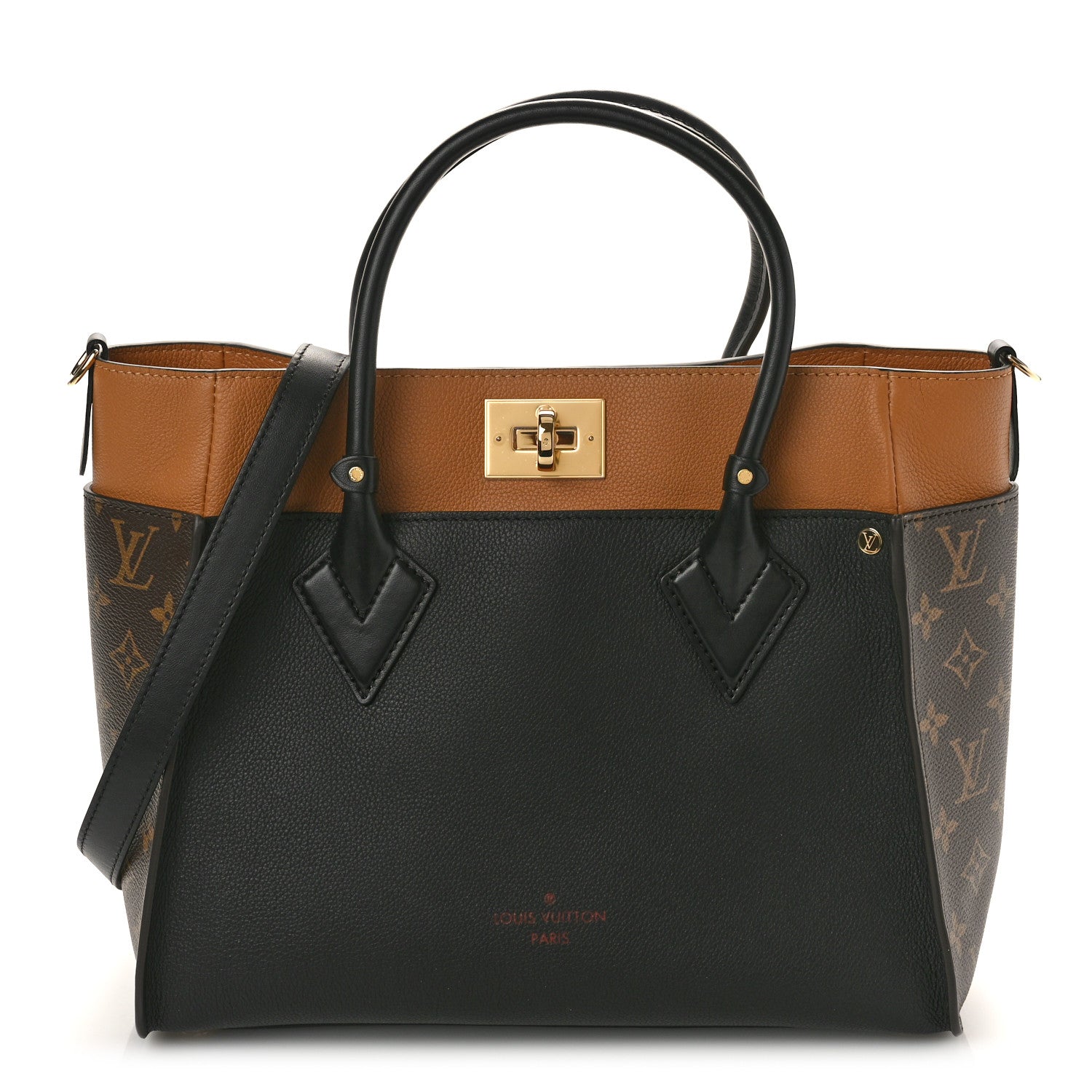 Louis Vuitton Calfskin Monogram On My Side MM Black 1 of 9
