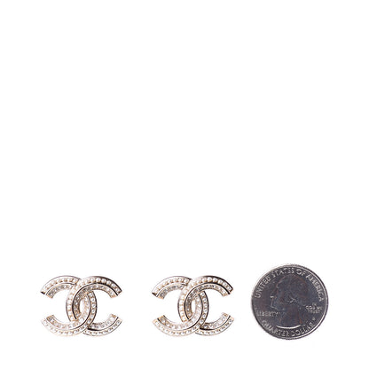 Chanel Crystal Pearl CC Earrings Light Gold 2 of 5