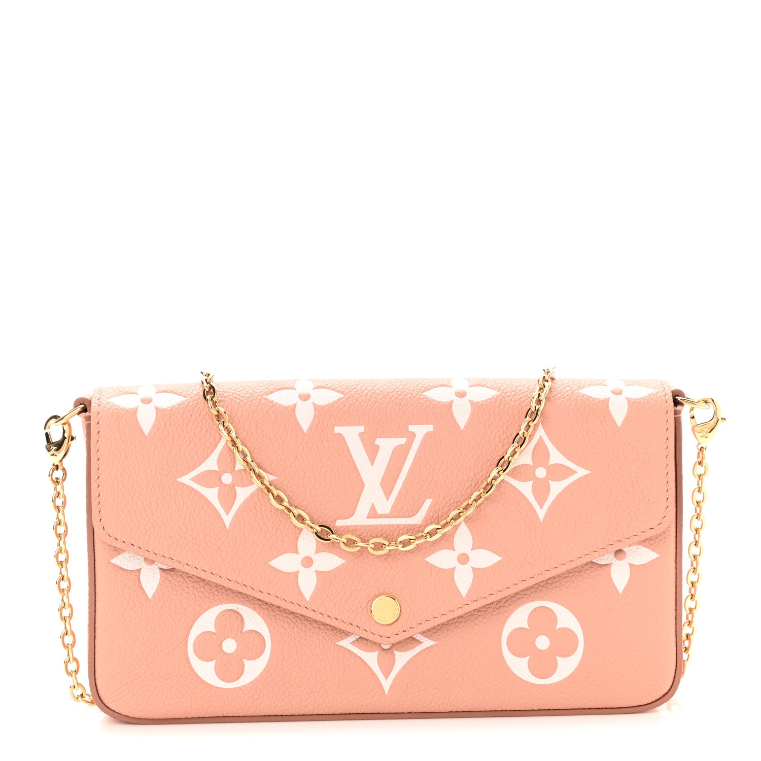 Louis Vuitton Empreinte Monogram Giant Felicie Pochette Chain Wallet Rose Trianon Creme 2 of 10