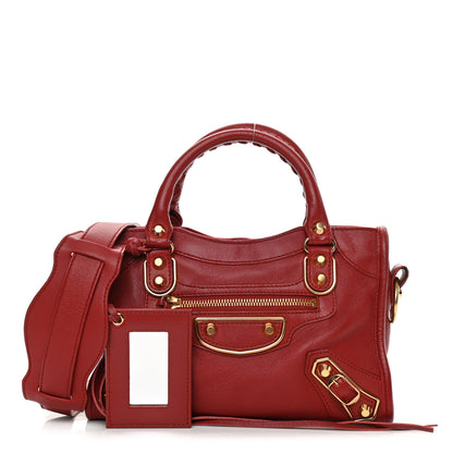 Balenciaga Chevre Gold Metallic Edge Hardware Mini City Rouge Brique Rouge Grenade 1 of 11