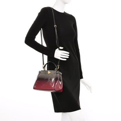 Fendi Suede Patent Calfskin Ombre Mini Peekaboo Iconic Satchel Magenta 2 of 6