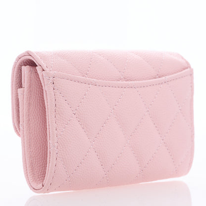 Chanel Caviar Quilted Flap Card Holder Wallet Light Pink 3 of 8