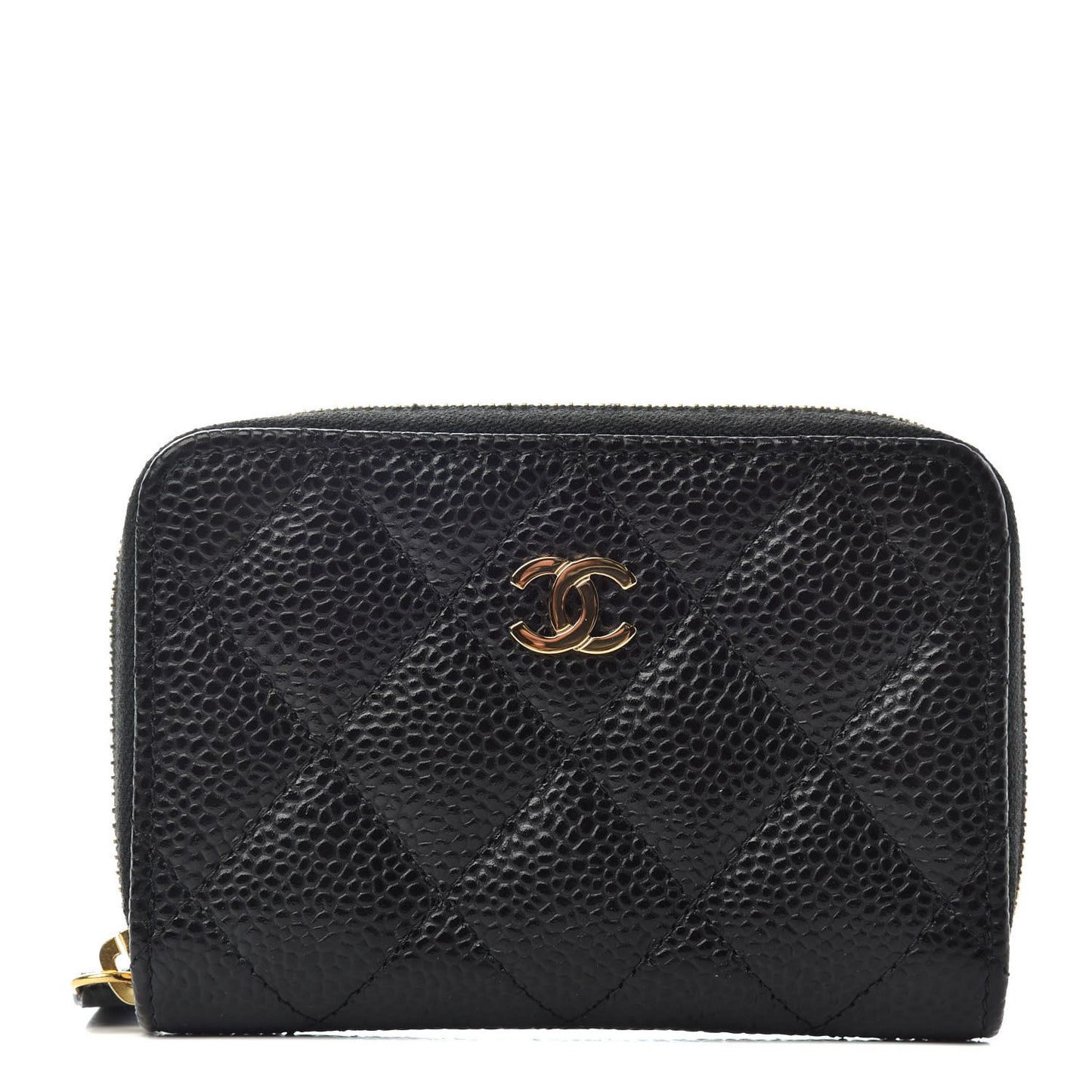 Caviar Quilted Zip Coin Purse Black