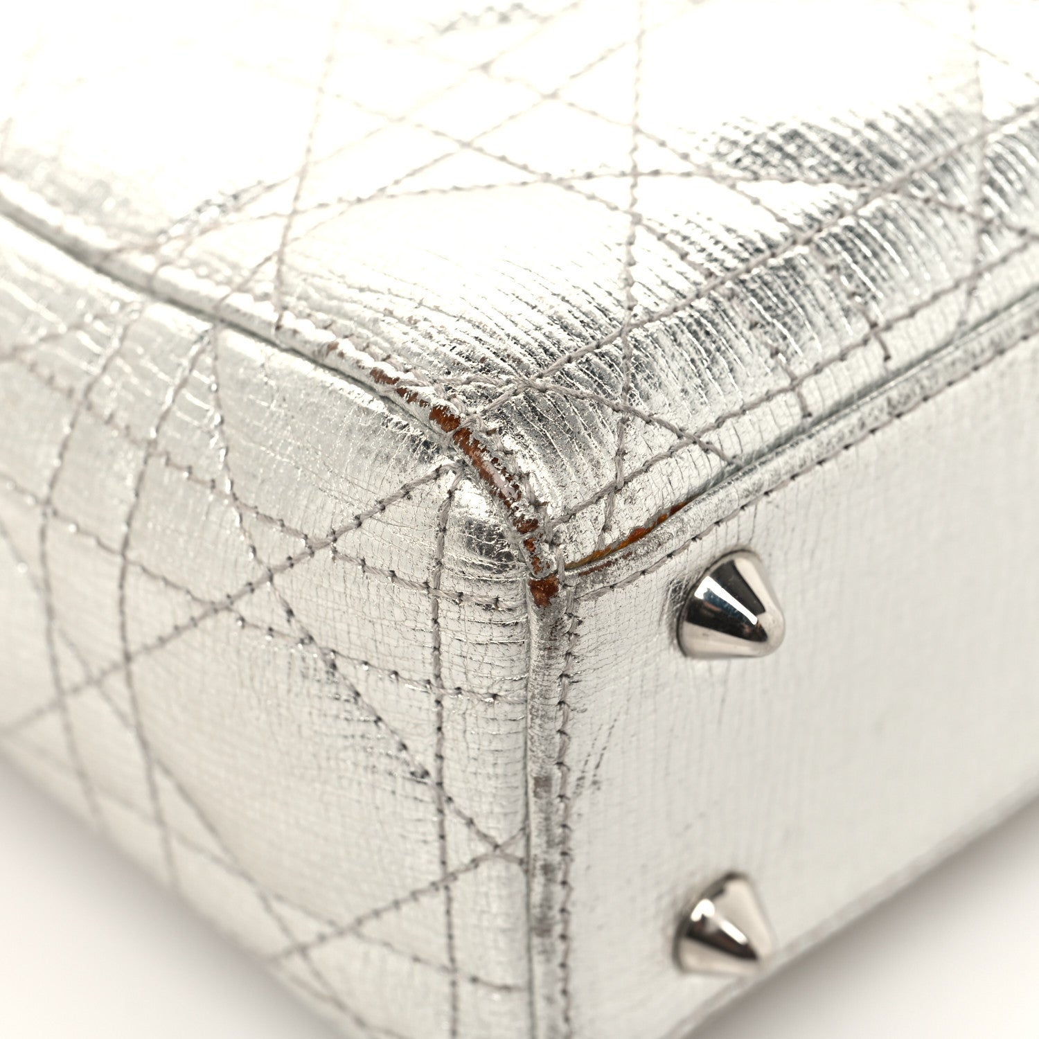 Christian Dior Metallic Grained Calfskin Cannage Small Lucky Badges My Lady Dior Silver 12 of 18